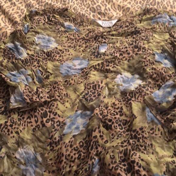 Allison Taylor size  XXL Sheer green Leopard Print 3/4 Sleeve cover up or top - Picture 1 of 7